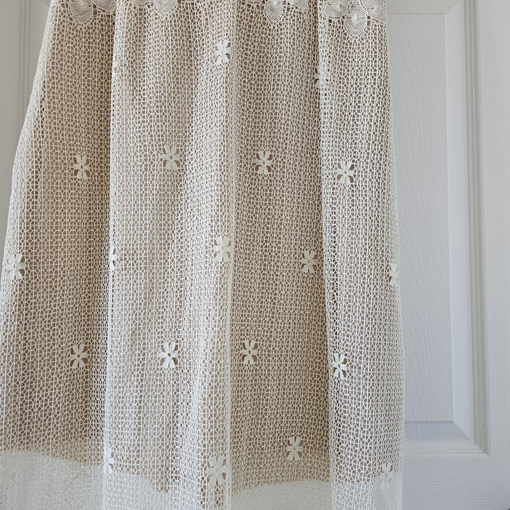 1960s 1970s Vintage Bridal Aldens Fashions Hippie Boho Maxi Dress Crochet Lace - Picture 3 of 9